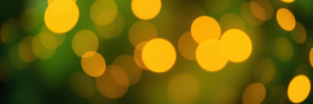 Warm golden bokeh lights create a festive ambiance in a softly lit setting during the evening hoursの素材