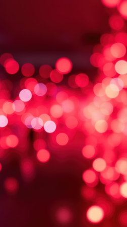 Red bokeh lights create a colorful atmosphere at an evening event celebrating joy and creativityの素材