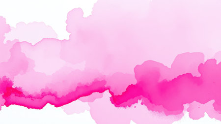 Bright pink watercolor painting showcasing soft, flowing brushstrokes in a vibrant and artistic compositionの素材