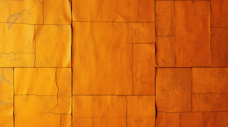 Bright orange textured wall with uneven surfaces and visible cracks emphasizing warmth and depth in urban architecture settingsの素材