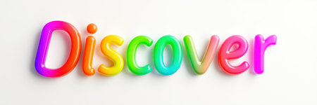 Colorful lettering of the word Discover creates an inviting and vibrant atmosphere suitable for creative spacesの素材