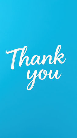 Thank you message with vibrant blue background highlighting appreciation and gratitudeの素材