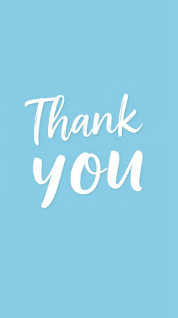Simple thank you message with a calming blue background and elegant font for appreciation and gratitudeの素材