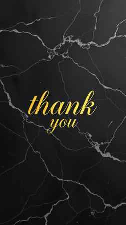 Elegant thank you message on a stylish black marble background for personal or business useの素材