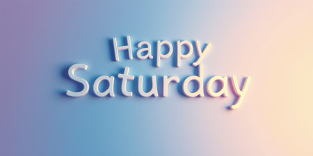 Happy Saturday greeting displayed on a soft gradient background conveying a cheerful weekend vibeの素材