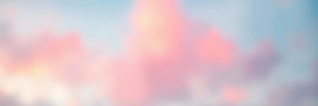 Colorful clouds fill the sky at sunset, creating a serene atmosphere over the horizonの素材