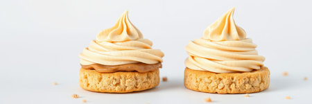 Delicious dessert featuring creamy swirl topping on a crunchy base, perfect for any occasionの素材