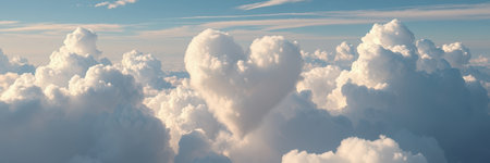 Soft, white clouds fill the skyの素材