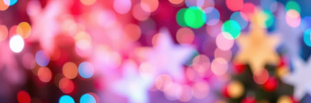 Colorful lights and festive decorations create a joyful atmosphere during the holiday seasonの素材