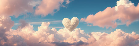 Pink and white clouds fill the skyの素材