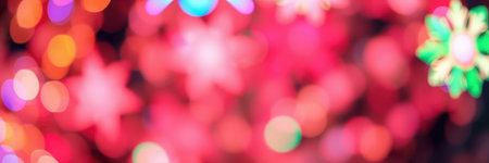 Colorful bokeh lights create a festive atmosphere during a celebration at night in an urban areaの素材