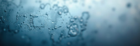 Close up of water droplets on a glass surface during a rainy dayの素材