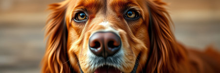 Close-up portrait of a red setter dogの素材