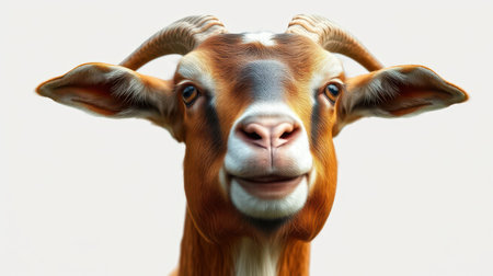 Goat with a friendly expression looking directly at the viewer, showcasing its distinct features and personalityの素材