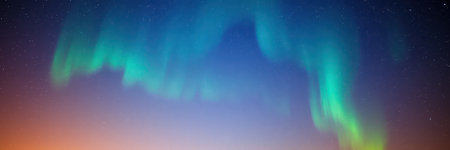 A mesmerizing view of the aurora borealis illuminates a night skyの素材