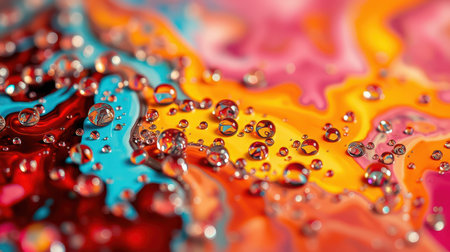 Colorful abstract pattern with water droplets on a vibrant background during daylightの素材