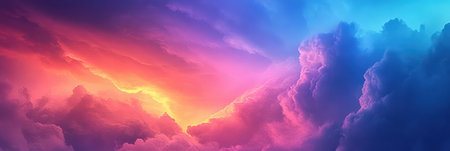 A stunning panorama of clouds illuminated by the setting sunの素材