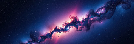 A nebula, a massive cloud of interstellar dust and gas, is depictedの素材