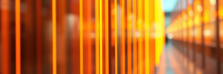 Lines of light create a warm ambiance in a modern interior space during the evening hoursの素材