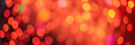 Bright, colorful lights create a vibrant atmosphere during a festive event at night in a lively urban settingの素材