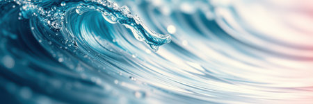 Surging ocean wave glistens under sunlight with vibrant colors and dynamic motionの素材