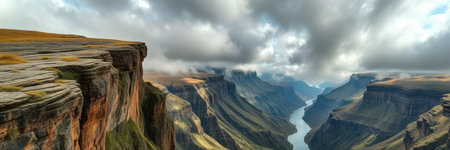 A breathtaking view of the Blyde River Canyon, South Africa, on a cloudy dayの素材