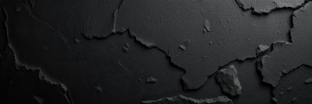 A close-up view of cracked black pavement, showing the texture and depth of the cracksの素材