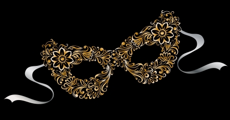 Illustrated silhouette masks, as the flower pattern and ornament のイラスト素材