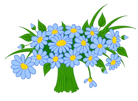 animated cartoon bouquet of daisies, with isolation on a white backgroundのイラスト素材