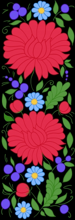 beautiful pattern of flowers, leaves and buds on a black background. Can be used as a design element for the edgingのイラスト素材
