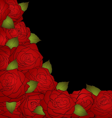 black background for a card decorated with roses and textのイラスト素材