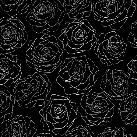 seamless pattern of roses on a black backgroundのイラスト素材