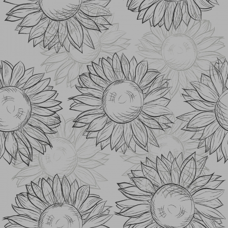 cute seamless pattern with sunflowers  Abstract gray, black and white  Many similarities to the authorのイラスト素材