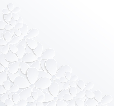 beautiful gray and white background with flowers made of paper with a place for text. Many similarities to the author's profile. Many similarities to the author's profileのイラスト素材