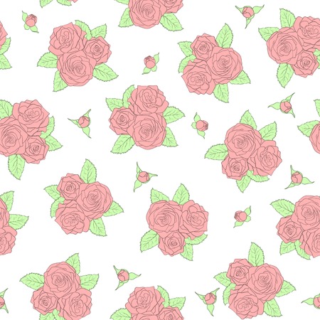 beautiful bouquets of roses Seamless pattern. Perfect for background greeting cards and invitations of the wedding, birthday, mother's Day. のイラスト素材