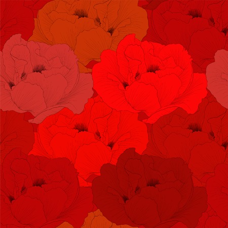 Beautiful seamless background with flowers. Hand-drawn contour lines and strokes.のイラスト素材