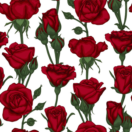 beautiful vintage seamless pattern with rosebuds, leaves and stems. design greeting card and invitation of the wedding, birthday, Valentine's Day, mother's day and other holidayのイラスト素材