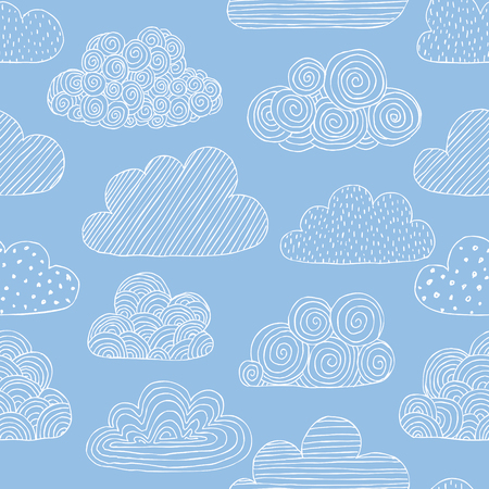 Beautiful seamless pattern of doodle clouds. design background greeting cards and invitations to the wedding, birthday, mother s day and other seasonal autumn holidaysのイラスト素材