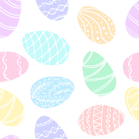 Beautiful seamless pattern of doodle easter eggs Isolated sketch. design background greeting cards and invitations to the Easter.のイラスト素材