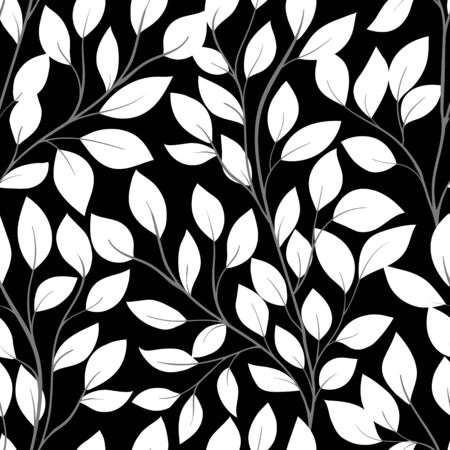 Beautiful seamless background with black and white tree branches. Perfect background greeting cards and invitations to the wedding, birthday, mother s day and other seasonal holidays.のイラスト素材