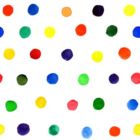 Beautiful seamless pattern with bright watercolor circles shapes. hand painted brush strokes. Background dots polka design for greeting cards and invitations of the wedding, birthday, Valentine's Day.のイラスト素材