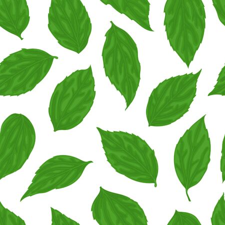 Beautiful seamless background with green leaves. Hand-drawn with effect of drawing in watercolor. design background greeting cards and invitations seasonal autumn, spring, summer holidaysのイラスト素材