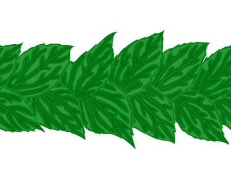 Horizontal seamless pattern ribbon with green leaves. Hand-drawn with effect of watercolor. design element border background greeting cards and invitations seasonal autumn, spring, summer holidaysのイラスト素材
