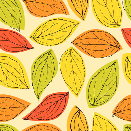 Beautiful seamless doodle pattern with vintage leaves sketch. design background greeting cards and invitations to wedding, birthday, mother s day and other seasonal autumn, spring, summer holidays.のイラスト素材