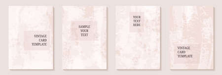set of card template with textured paint brush stroke. Design for background, postcard, poster or brochure.のイラスト素材