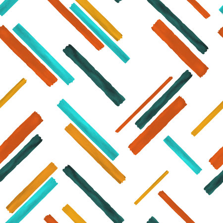 Beautiful seamless pattern with vintage color watercolor stripes. hand painted brush strokes, striped background. Vector illustration.のイラスト素材