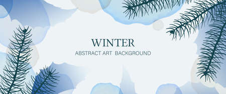 Vintage abstract art winter watercolor, background. design holiday greeting cards and invitations of Merry Christmas and Happy New Year and seasonal holidays.のイラスト素材