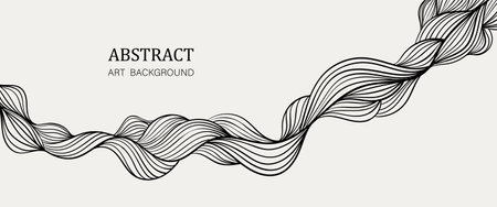 Modern abstract background banner with linear abstract art wave black and whie background for wallpaper design. Vector strip pattern. Liquid color background design. Abstract modern printのイラスト素材