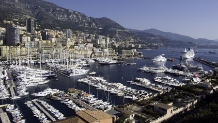 Wide view of the hercule port with the monaco yacht show 2006