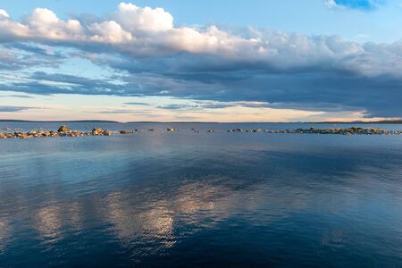Beautiful seascape in east Sweden at the Gulf of Bothnia at the Hornslandet peninsulaの写真素材